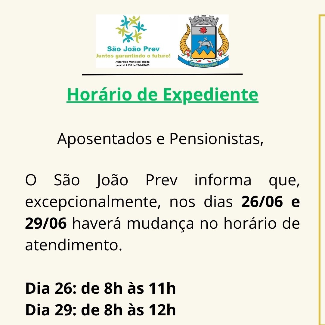 Mudança no Horário de Atendimento